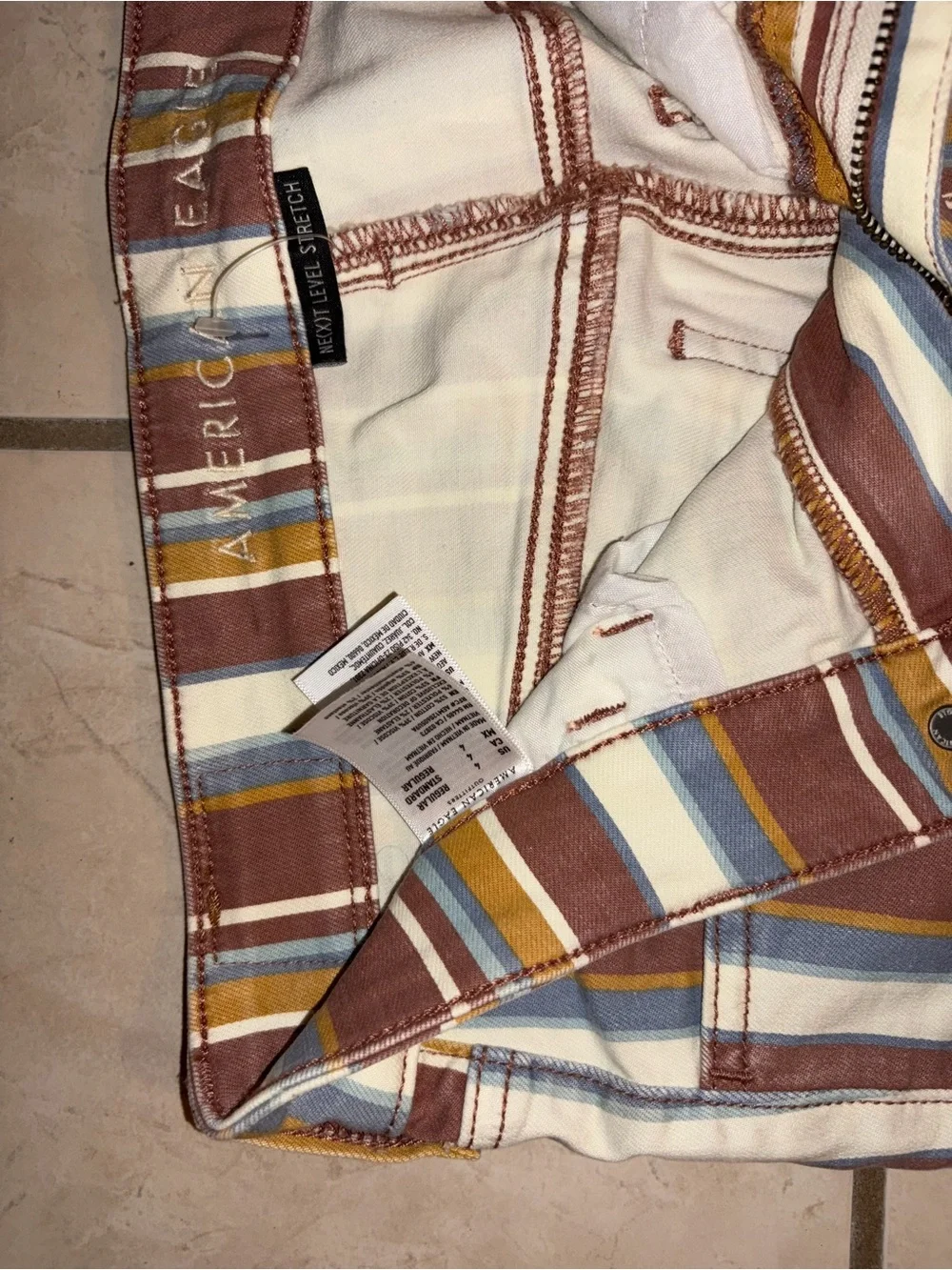 American Eagle Outfitters Brown, Blue & Mustard Striped Jeans - Picture 6 of 6